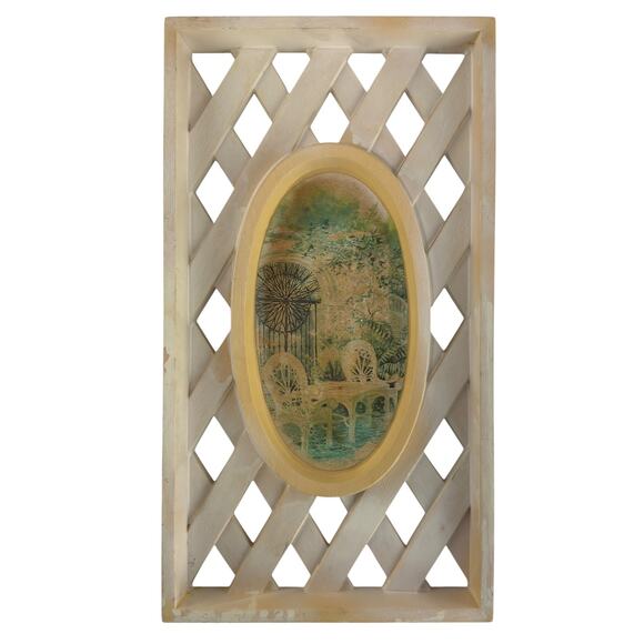 Vintage 1976 Burwood Lattice Garden Wall Plaques Set of 2 Retro Home Decor - Picture 5 of 9